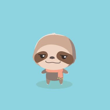 pastel arka plan üzerinde şirin tembel hayvan.