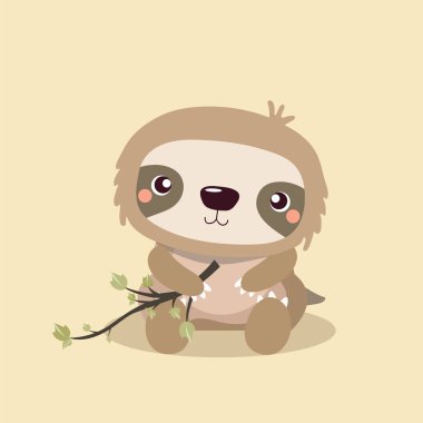 pastel arka plan üzerinde şirin tembel hayvan.