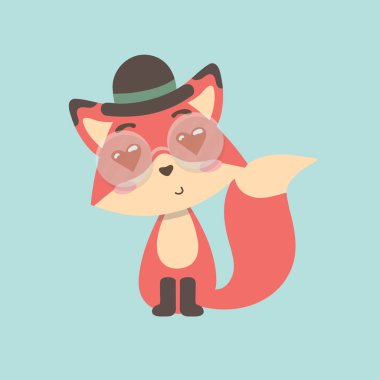 Pastel arka plan üzerinde şirin tilki çizgi film.