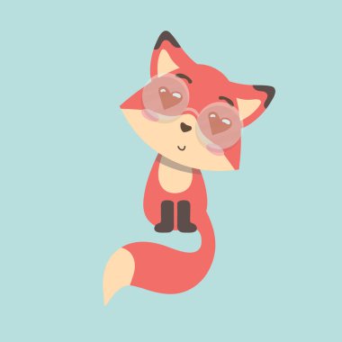 Pastel arka plan üzerinde şirin tilki çizgi film.