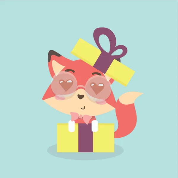 Schattig Fox Beeldverhaal Pastel Achtergrond — Stockvector