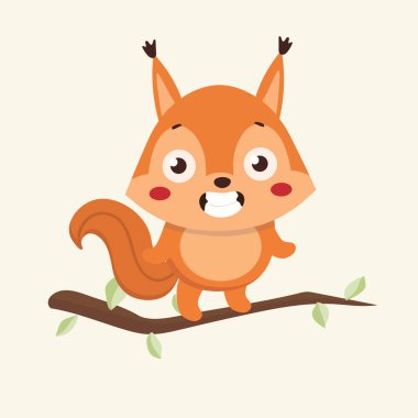 Sevimli sincap karikatür pastel arka plan üzerinde.