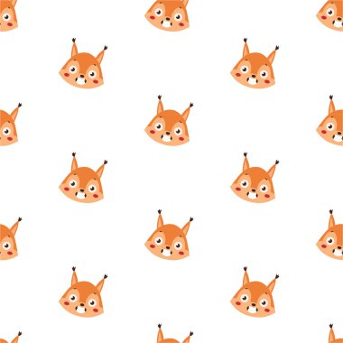 Beyaz arka plan üzerinde sincapla desen.