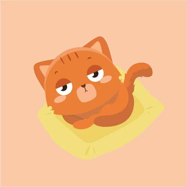 Söt Katt Illustration Pastell Bakgrund — Stock vektor