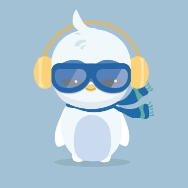 Bir penguen pastel arka plan üzerinde vektör çizim.