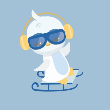 Bir penguen pastel arka plan üzerinde vektör çizim.