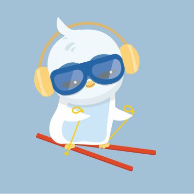 Bir penguen pastel arka plan üzerinde vektör çizim.