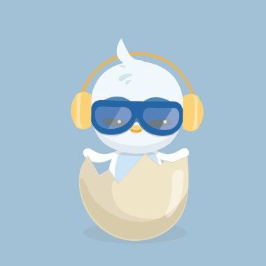 Bir penguen pastel arka plan üzerinde vektör çizim.