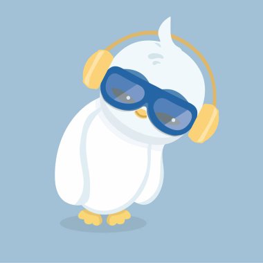 Bir penguen pastel arka plan üzerinde vektör çizim.