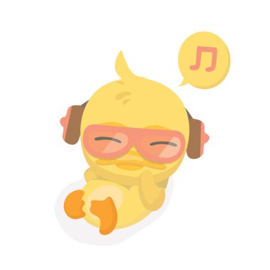 Beyaz arka plan üzerinde çizgi film yavru ördek.