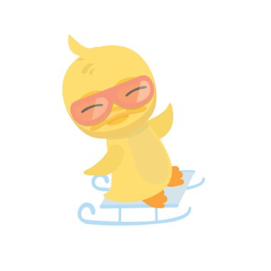 Beyaz arka plan üzerinde çizgi film yavru ördek.