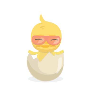 Beyaz arka plan üzerinde çizgi film yavru ördek.