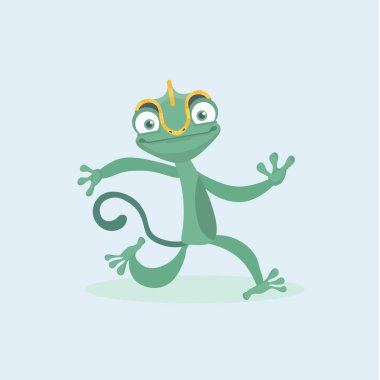 Şirin bukalemun. Vektör çizim.