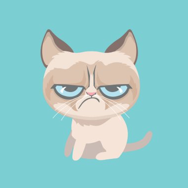 Şirin kedi huysuz. Vektör çizim.