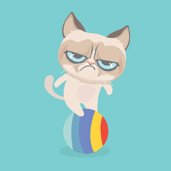 Şirin kedi huysuz. Vektör çizim.