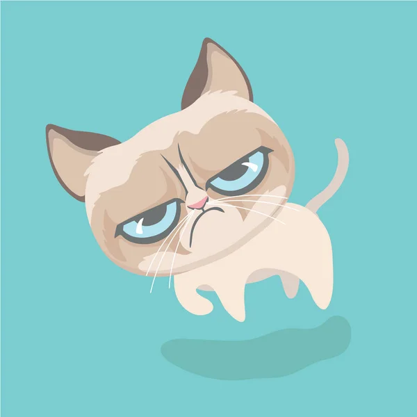 Cute grumpy cat. Vector Illustration. — Stock Vector