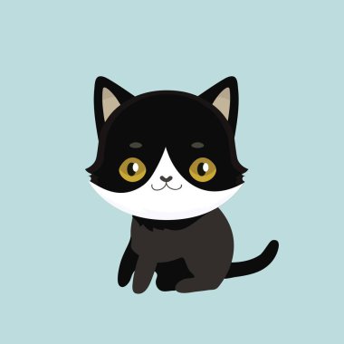 iri gözlü sevimli çizgi siyah kedi.