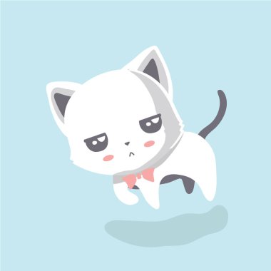 Şirin kedi illüstrasyon pastel arka plan üzerinde. 