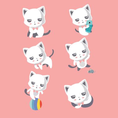 Farklı karikatür kedi kümesi.