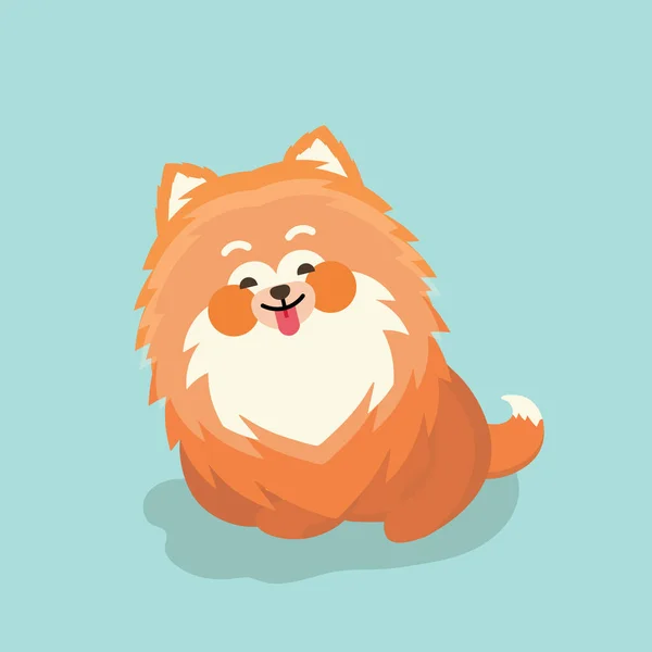 Cute Pomeranian spitz. Flat vector illustration isolated on past — Stock Vector