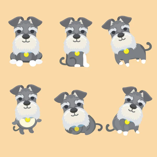ชุดภาพเวกเตอร์การ์ตูนสุนัข Schnauzer — ภาพเวกเตอร์สต็อก