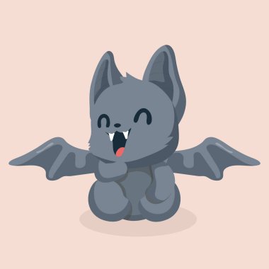 Şirin yarasa karikatür pastel arka plan üzerinde