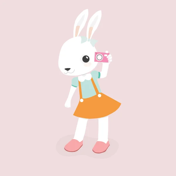 Mutlu Tavşan Çizgi Film Karakteri Neşeli Memeli Tatil Sanatı — Stok Vektör