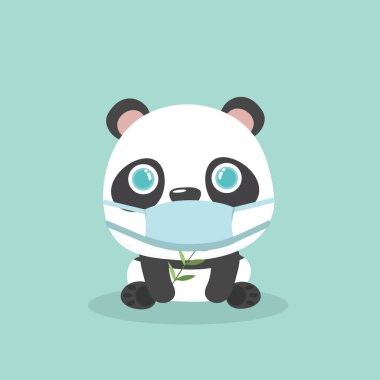 vektör covid-19 virüs maskeli hayvan çizimi.