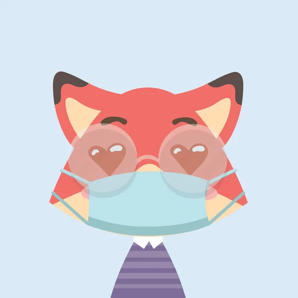 Vektor Covid Virus Gesichtsmaske Karikatur Animal Illustration — Stockvektor