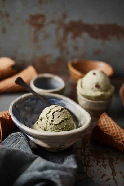 Verde Hecho Casa Helado Matcha —  Fotos de Stock