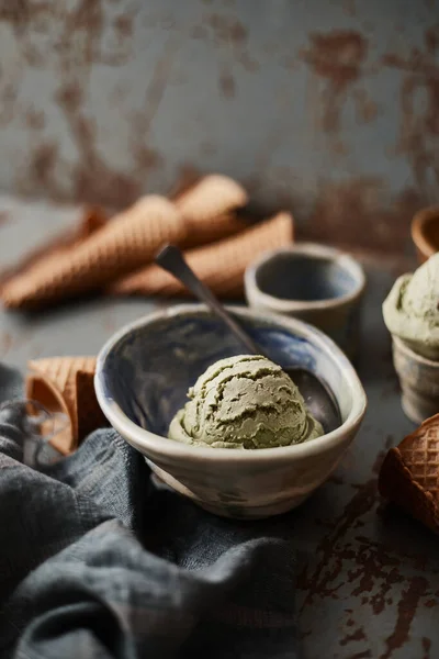 Verde Hecho Casa Helado Matcha —  Fotos de Stock