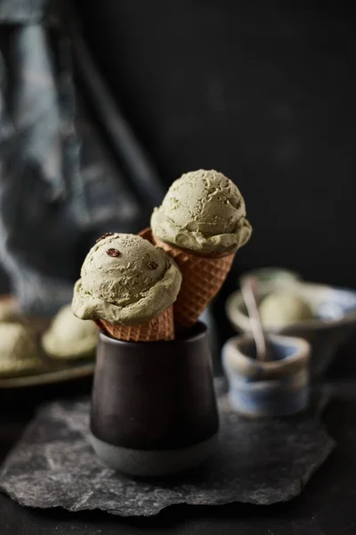 Fatto Casa Verde Matcha Gelato — Foto Stock