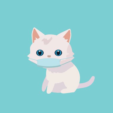 vektör covid-19 virüs maskeli hayvan çizimi