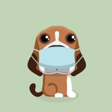 vektör covid-19 virüs maskeli hayvan çizimi