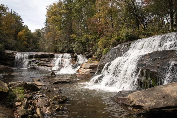 Francuski Broad Falls Płycizny Mill Falls Nantahala National Forest — Zdjęcie stockowe