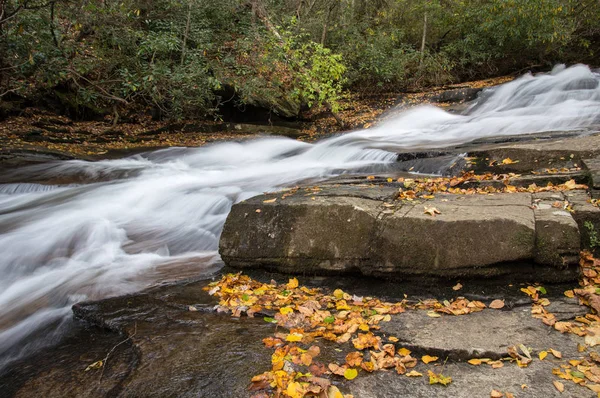 Cascades Eau Dans Ruisseau Caroline Nord — Photo