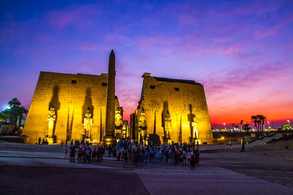 Forntida Luxor Tempel Vid Solnedgången Unescos Världsarvslista Luxor Egypten — Stockfoto