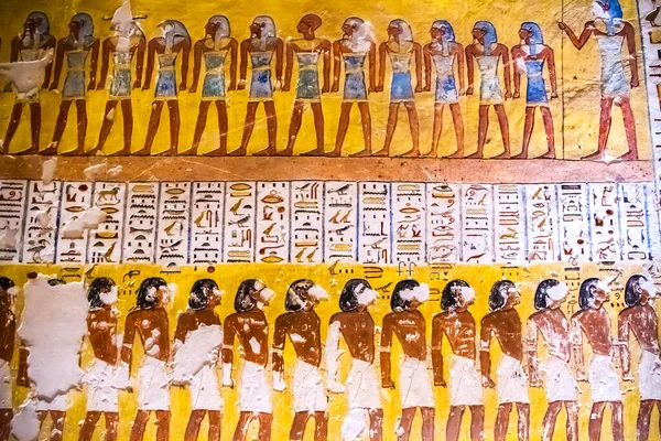 Starověké Pohřební Komnaty Pro Faraony Hieroglyfy Údolí Králů Luxor Egypt — Stock fotografie