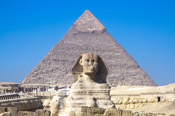 Сфинкс Великой Пирамиде Гизы Объект Всемирного Наследия Юнеско Каир Египет — стоковое фото
