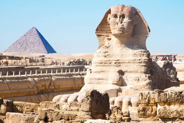 Sfinx Vid Den Stora Pyramiden Giza Unescos Världsarv Kairo Egypten — Stockfoto