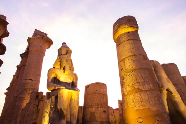 Ancien Temple Luxor Coucher Soleil Site Patrimoine Mondial Unesco Luxor — Photo