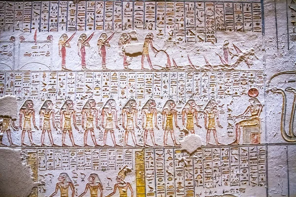 Древние Погребальные Камеры Фараонов Иероглифами Долине Царей Луксор Египет — стоковое фото