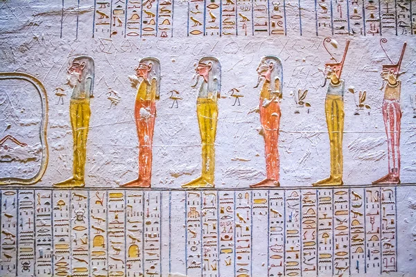 Starověké Pohřební Komnaty Pro Faraony Hieroglyfy Údolí Králů Luxor Egypt — Stock fotografie