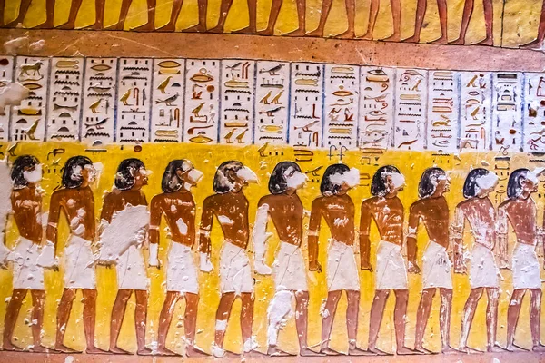 Antiguas Cámaras Funerarias Para Faraones Con Jeroglíficos Valle Los Reyes —  Fotos de Stock