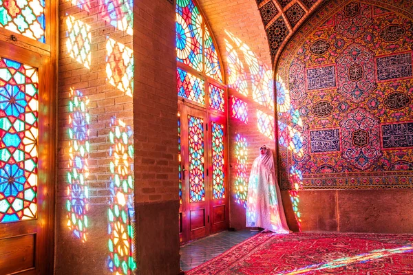 Mesquita Rosa Famosa Decorada Com Mosaicos Escrituras Caligráficas Religiosas Alcorão — Fotografia de Stock