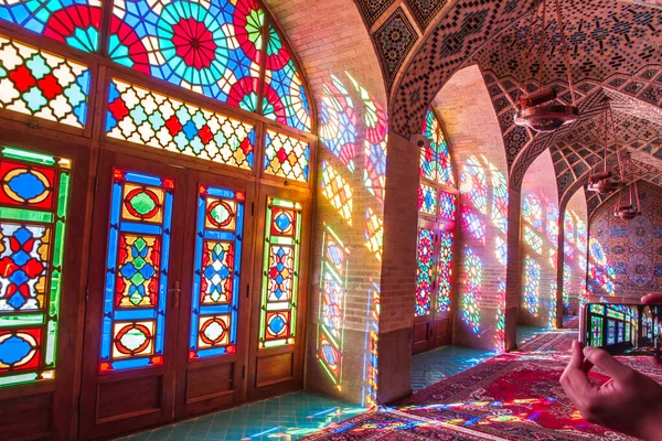Знаменита Рожева Мечеть Мозаїчною Плиткою Релігійними Каліграфічними Написами Перського Ісламського — стокове фото