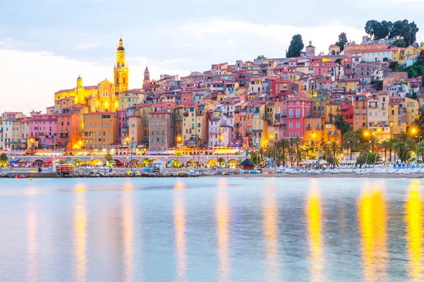 Menton Ville Médiévale Sur Côte Azur Méditerranée Coucher Soleil France — Photo