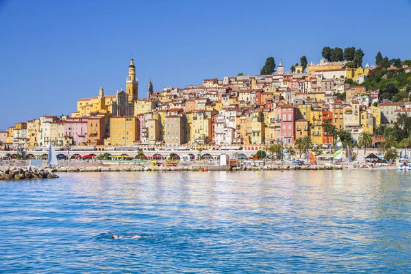 Des Bâtiments Colorés Dans Ville Médiévale Menton Ville Côte Azur — Photo