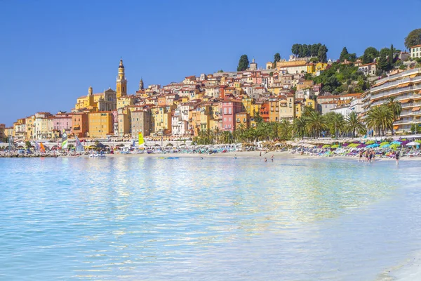 Des Bâtiments Colorés Dans Ville Médiévale Menton Ville Côte Azur — Photo