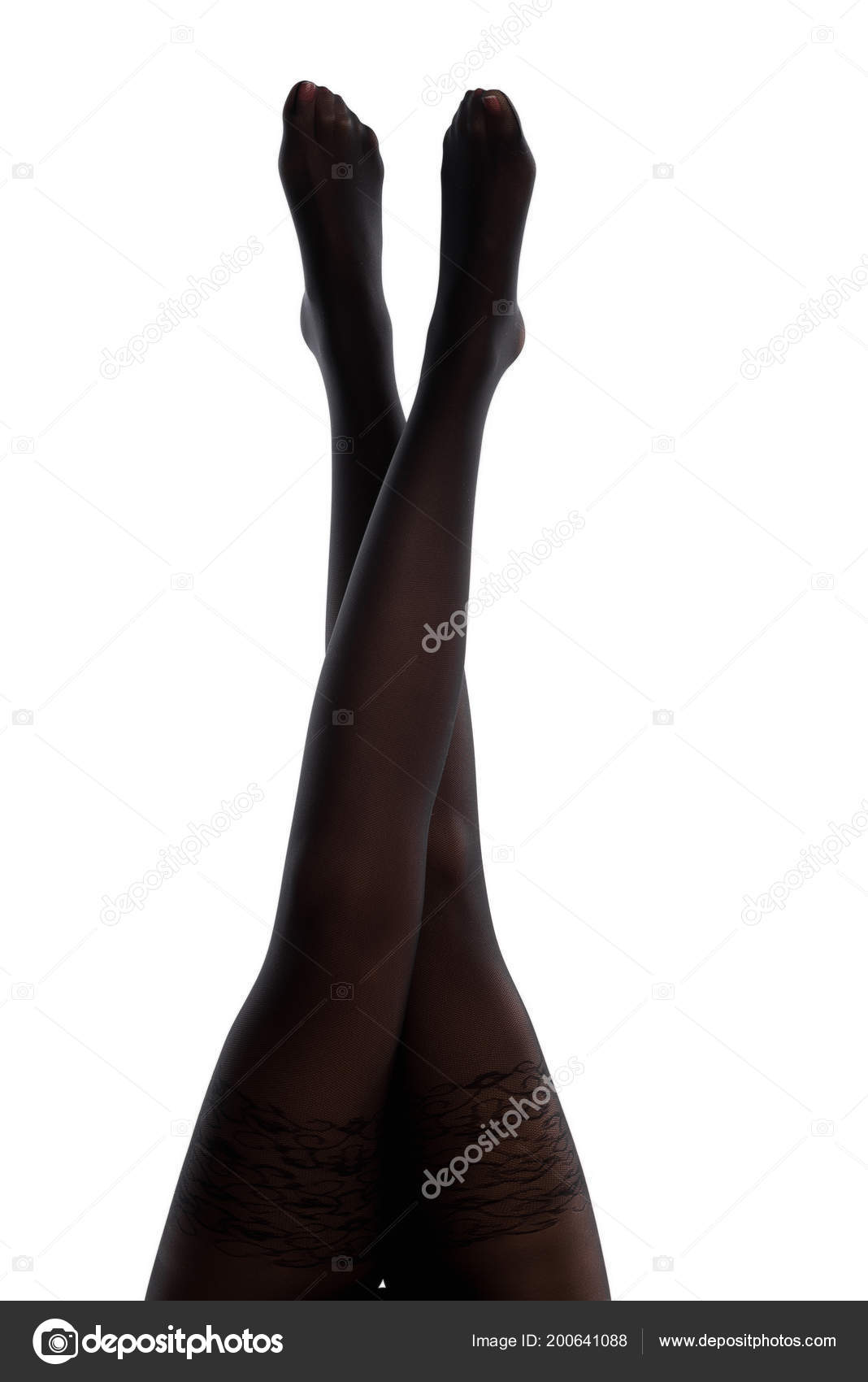 One Woman Legs Silhouette Studio Isolated White Background Stock Photo ...